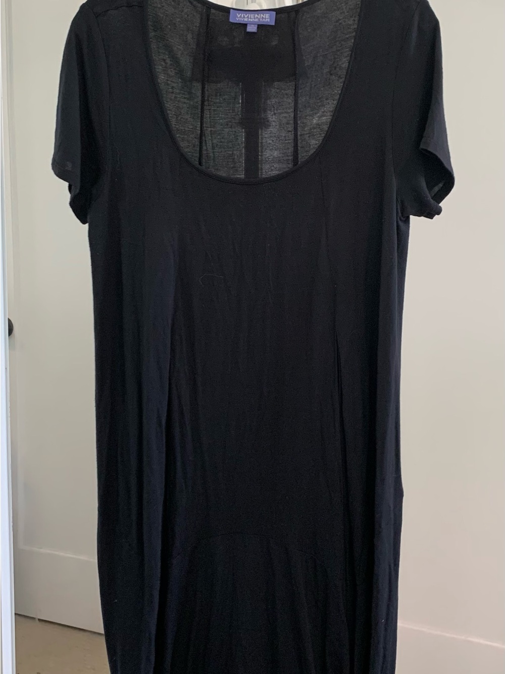 Vivienne Tam Black Scoop Neck Women’s Dress Medium, Front Inverted Pleat Detail